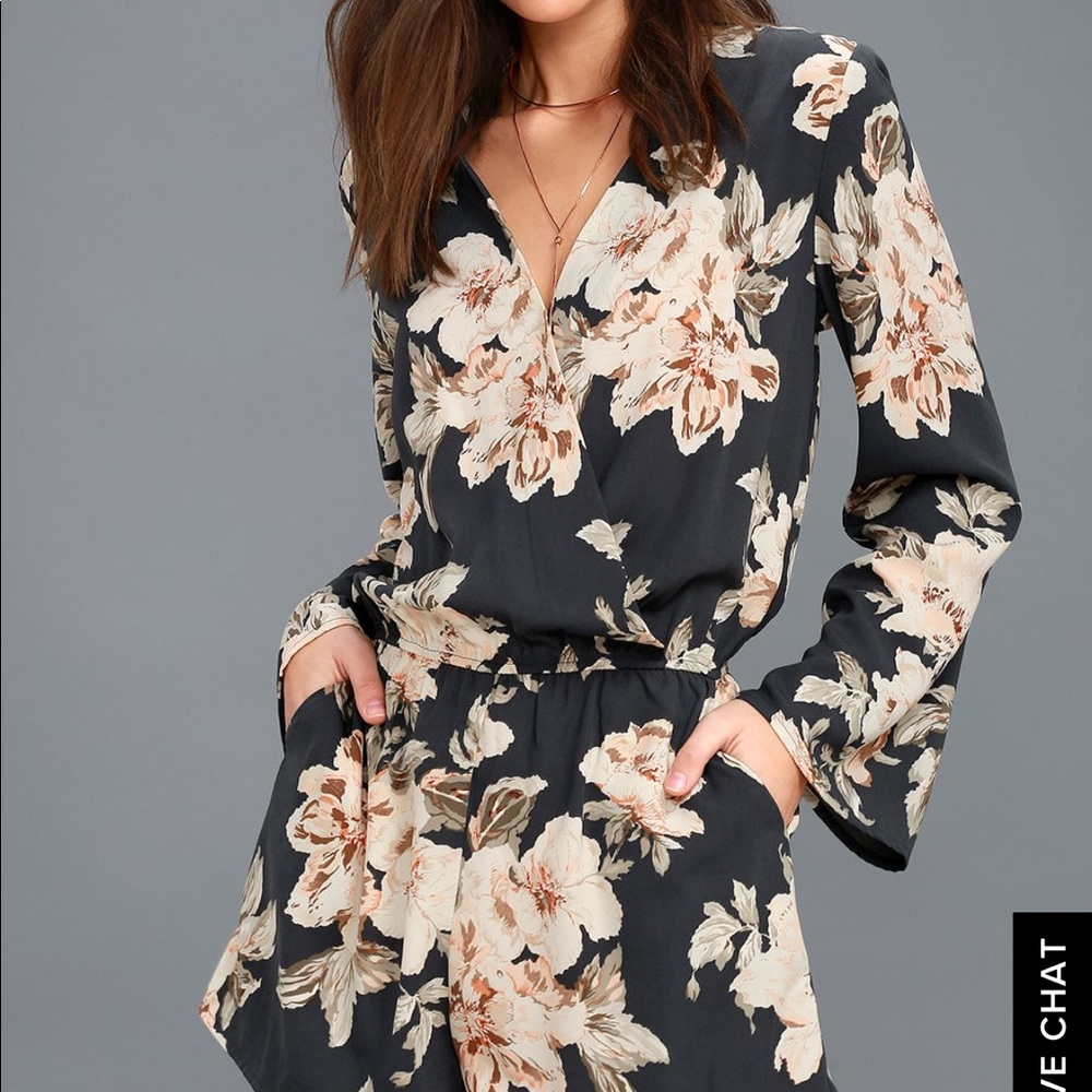 Long sleeve floral romper